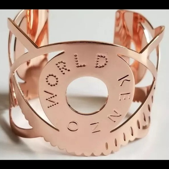 vintage KENZO WORLD BANGLE CUFF BRACELET *Rose Gold Style* Cool Designer Jewelry - Picture 1 of 3